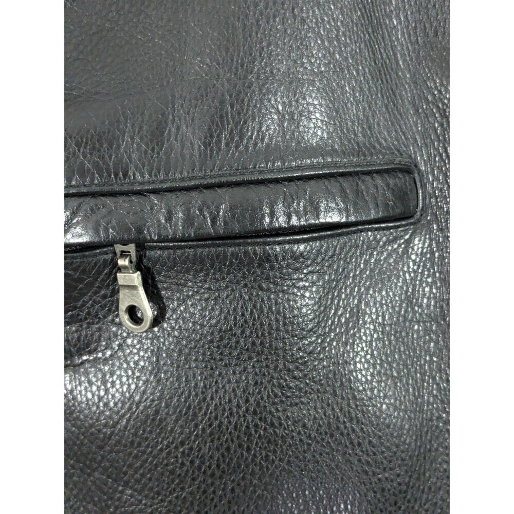 Vintage Wilsons Leather Men's M Motorcycle Jacket Black Leather Cafe Racer Zip - Picture 4 of 16